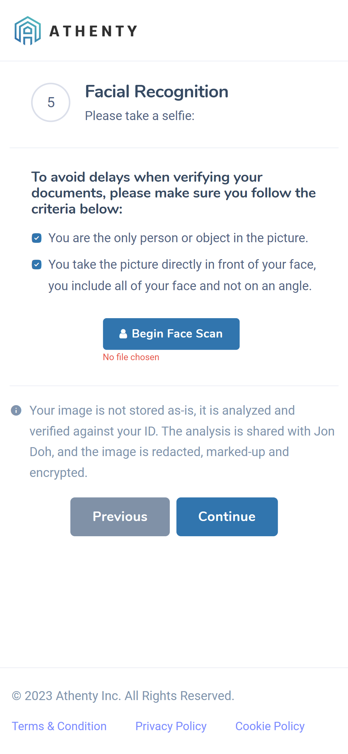 Biometric face scan on mobile phone